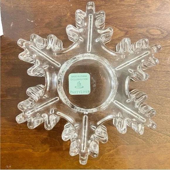 PartyLite Snowflake Crystal Tealight Pair NEW Retired Candle Holder - Picture 3 of 5